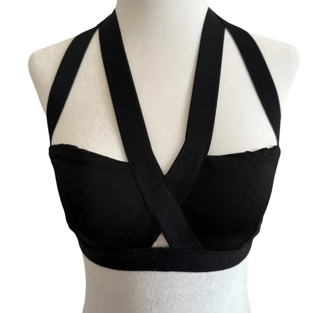 MICHI BRA BLACK M FELINE SPORTS BRA CUTOUT SEXY - Picture 9 of 12